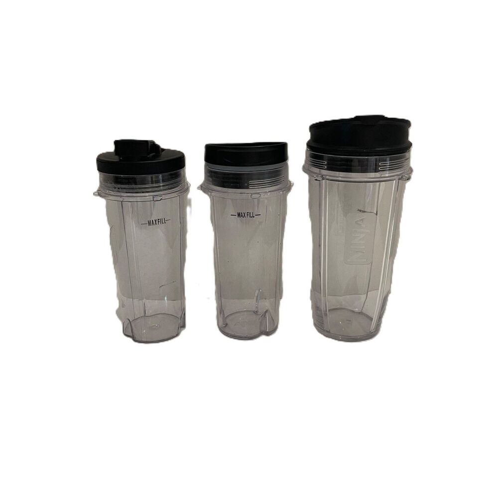 Lot of 3 Nutri Ninja Blender Replacement Cups with Lids Models BL770 & BL660